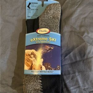Thorlos Black and Gray Over-Calf Athletic Ski Socks